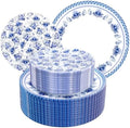 LIYH 60Pcs Blue White Floral Plastic Plates Dinnerware Set for Wedding by LIYHLoveinyourheart