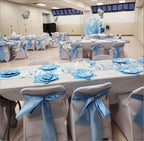 Satin Chair Sashes Bows 50 Pack Universal Polyester Chair Ribbons for Wedding Anniversary Retirement Party Birthday Engagement Banquet Graduation Outdoor Events Decor (Baby Blue, 50 pcs) - Image 6