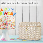 ELLDOO Crystal Wedding Card Box with Heart Lock, Money Card Box Treasure Chest Style Gold Gift for Wedding Receptions Centerpiece Decor Anniversary Keepsake Gift Display Csae, Medium - Image 6