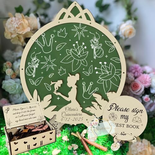 Quinceanera Guest Book Alternative Frog Princess Drop Box Frame with Chips - Image 2