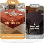 Wish Care 2 Pack Rust Spandex Tablecloths for 60x60 Inch Square Tables, Stretch Fitted Table Clothes with Pleated Ruffle Skirt for 60” Table, Wrinkle Free and Elastic, for Party Kitchen Home Dining - Image 7