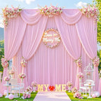 30x8ft Pink Photo Backdrop Curtains for Parties Baby Shower Wrinkle Free Polyester Photoshoot Curtains Drapes Backdrop for Girls Birthday Party Gender Reveal Photography Background 6 Panels 5x8FT - Image 3