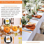 Kochorie 300 Pieces Thanksgiving Plastic Silverware Fall Heavy Duty Utensils Set Heavyweight Disposable Flatware Includes Orange Yellow Brown Spoons Forks Knives for Thanksgiving Dinner Party Supplies - Image 6