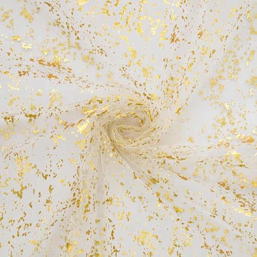Artoid Mode Beige Gold Gauze Table Runner 120 Inch 10Pcs, Glitter Metallic Foil Sheer Dining Wedding Anniversary Holiday Birthday Table Decor for Home Party - Image 5