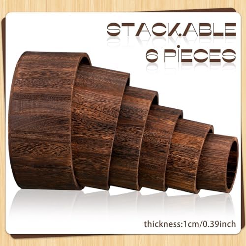 Domensi 6 Pcs Wood Display Risers Cupcake Stand Brown Rustic Wood Cake Stands Wooden Stackable Display Box for Dessert Wedding Birthday Baby Shower Christmas Village Party Decoration - Image 3