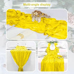 6 Pack Yellow Cheesecloth Table Runner 35x120 Inch 10Ft Rustic Gauze Cheese Cloth Table Runner Sheer Cheesecloth Table Runners for Wedding Party Bridal Shower Decoration - Image 6