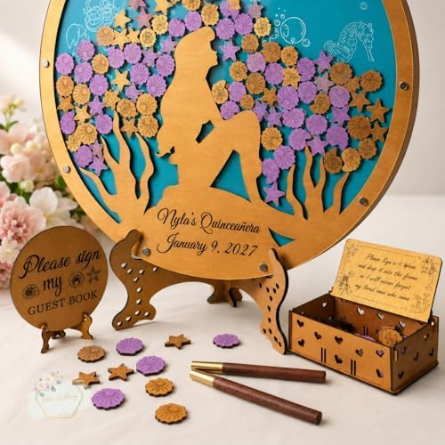 Mermaid Quinceanera Guest Book Alternative, Under the Sea Drop Top Frame - Image 2