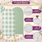 Spring Green Plaid Arch Backdrop Cover 7.2 FT, Simple Art Green Gingham Striped Wedding Arch Cover Stretchy Backdrop Stands Covers for Birthday Bridal Party Celebration Ceremony Banquet Decor - Image 5