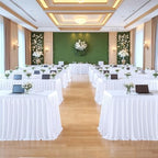PARTISKY White Polyester Table Skirt for Rectangle Tables 17f, Wrinkle Resistant Pleated Ruffle Table Cloth for Birthday Party Banquet Wedding Baby Shower - Image 2