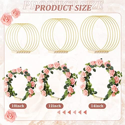 Yinder 15 Pcs Metal Floral Gold Hoop Centerpiece with Stand,10 Inch,Pink - Image 2