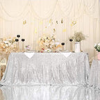 Eternal Beauty Silver Sequin Tablecloth 72 x 108-Inch Sparkly Overlay Rectangle Glitter Table Cover for Wedding Party Birthday Decoration - Image 2
