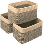 R RUNKA Small Cotton Rope Basket – Storage Bin for Organizing (10.6" x 6.7" x 6.7"), Bathroom Storage Basket for Shelf, Counter & Closet（Camel & Mixed Black） by RRUNKA