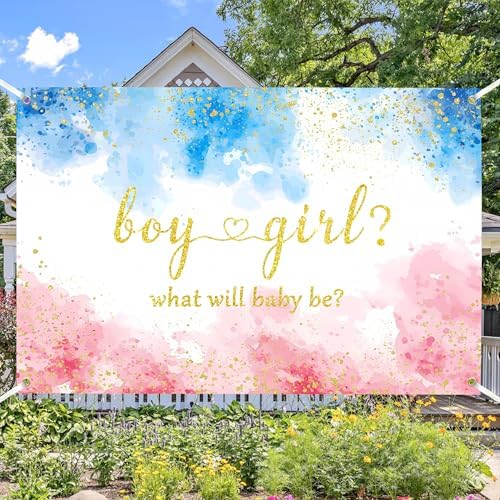Gender Reveal Backdrops 20x10 FT Boy or Girl Backdrop Blue and Pink Gender Reveal Decorations Banners for New Born Baby Shower Kids Birthday Party Supplies Large Photo Props Background - Image 5