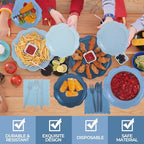 Qinyoung 388 Pcs Dusty Blue Plates and Napkins Party Supplies Tableware Include Disposable Scalloped Plate Paper Napkin Cup Plastic Cutlery for Baby Shower Party Wedding Birthday, 48 Sets - Image 4