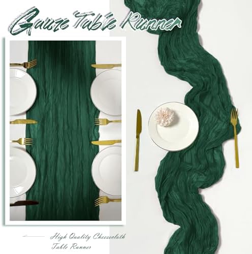 30 Pack Emerald Green Cheesecloth Table Runner 17 x 108 inch Cheese Cloth Table Runners 9ft Green Table Runner Rustic Romantic Sheer Gauze Runner for Wedding Party Baby Shower Table Decoration - Image 6