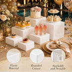 6 Pcs Food Risers for Display Party Buffet Riser White(4",4",5",6",7",8") - Image 3