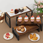 ELITEROO 3 Tier Cupcake Stand & Wood Display Risers, Dessert Stands for Cup Cake or Food, Riser Display Stand for Perfume Collectibles, Tiered Shelf Organizer for Market Retail Vendors, Rustic Brown - Image 3