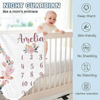 Personalized Baby Monthly Milestone Blanket Boy or Girl - Fox Months Blanket with Wood Frame and Newborn Wooden Sign - Growth Chart Milestone Blanket 1-12 Month Milestones - Image 6
