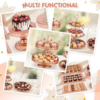 Lallisa 8 Pcs Cake Stands Set Metal Dessert Table Display Tiered Cupcake Holder Candy Donut Fruit Plate Cake Serving Tray with Handle Treats Serving Tower for Wedding Birthday Party(Rose Gold) - Image 4