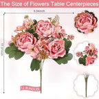12 Bundles Peonies Artificial Flowers & Pack of 8 Baby Shower Centerpieces for Tables - Image 3