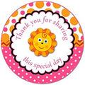 40 Stickers Little Sun Sunshine Orange Pink Polka Dots Thank You Party Favor Label Baby Girl Shower Birthday Gift Label by Unknown