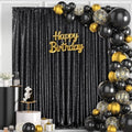 Black Glitter Sequin Backdrop Curtains 8ftx10ft Photo Drapes by Fanqisi