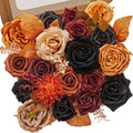 Serwalin Artificial Fall Flowers Orange and Black Silk Flowers for Wedding by Serwalin