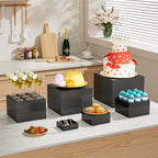 KOLIPI 6Pcs Buffet Risers, Food Risers for Buffet Table, Black Acrylic Box - Image 2