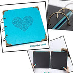 Photo Album DIY Scrapbook, 10x10 inch 50 Pages Vintage Leather Cover Three-Ring Binder Picture Booth Albums + 9 Colors 408pcs Self Adhesive Photos Corners for Personalized Memory Keep (Cyan) - Image 2