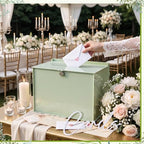 BreezeHug 14" Sage Green Acrylic Wedding Card Box with Lock & 3D Letters - Image 3