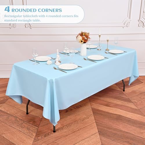 Showgeous 60x102 Inch Light Blue Rectangle Tablecloth 10 Pack Fit 6FT Table - Image 4