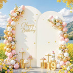 Ivory Arch Cover 7.2FT 6FT Wedding Arch Backdrop Covers Set of 2 Spandex Fitted Metal Arch Stand Covers for Birthday Baby Shower Party Decor Girls Bridal Banquet Photo Booth Balloon Arch Background - Image 2