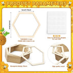 Gerrii 48 Pcs Honey Bee Honeycomb Decorations Include 8.2'' Wooden Hexagon 3D Bee Wall Backdrop Decor Honeycomb Beehive Sign for Baby Shower DIY Honeybee Birthday Party Decorations - Image 3