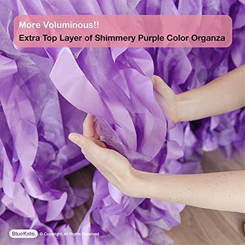 Willowy Purple Tutu Table Skirt. 9ft Table Skirt with Double Layer Organza Willows for Unicorn Birthday Decorations for Girls, Baby Shower Decorations, Skirts for Rectangle Tables - Image 3