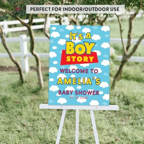 Andaz Press Its A Boy Story Baby Shower Decorations, 16"x20" Personalized Welcome Baby Shower Sign Decor, Its A Boy Story Sign In Guest Book Alternative - Image 6