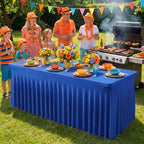 2Pack Blue Spandex Tablecloth for 6FT Rectangle Tables,Table Skirt - Image 7