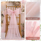 VitalCozy 100 Pack Pink Pearls Vintage Chair Sashes with Bows Wedding Decor - Image 3