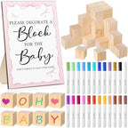 Tatuo 75 Pcs Baby Shower Party Block Games Sign to Decorate,Pink Bow by Tatuo