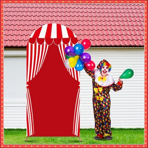 6 FT Carnival Circus Theme Arch Backdrop Cover Circus Tent Red White Stripe - Image 5