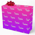 MyPupSocks Personalized Logo Wrapping Paper, Gradient Pink And Purple Custom Funny Name Wrapping Paper Roll for Boys Girls Baby Shower Anniversary Birthday Christmas Gift 58x23 Inch 5 Rolls by MyPupSocks