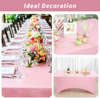 Fixwal 3 Pack 6FT Pink Birthday Tablecloth Spandex Fitted Table Cover - Image 7
