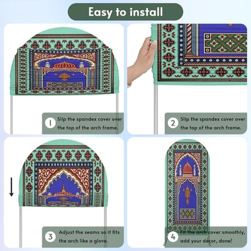 Archway Stars Spandex Arch Backdrop Cover for Balloon Garland, Columns Graphic Illustration Double-Sided Chiara Backdrop Stand Cover, Elastic Background for Birthday Party, Baby Shower Decor 6.6FT - Image 7