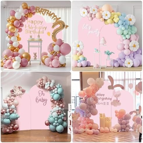 SuuWoee Wedding Arch Backdrop Stand Set of 2 With Pink Cover (7.2FT+6FT) - Image 6