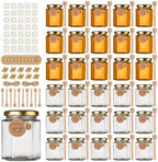 6 oz Honey Jars with Dipper, 30 Pack Hexagon Honey Jar by Mcupper