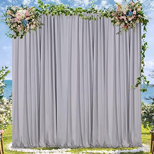 Grey Backdrop Curtains 10ftx8ft Party Polyester Photo Drapes - Image 6
