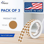 Perco Kraft Brown Perforated Round Circle Dot Sticker 1/2-Inch Labels — 3 Rolls, 9,000 Stickers - Crafts, Packaging for Rustic Seals, Handmade Products & Batch Coding, Strong Adhesive - Made in USA - Image 2