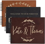 Wedding Guest Book Personalized with 9 Designs & 5 Rustic Colors - Small - Customized Guestbook Registry Sign-in with Name - Date, Hard Cover Laser Engraved Guest Book by PersonalizedFavors