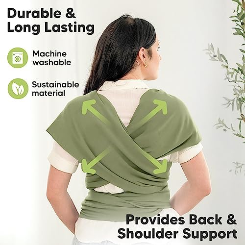 KeaBabies Baby Wrap Carrier, All in 1 Original Baby Carrier (Dusty Olive) - Image 5