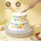 Wenqik 16 Inch Silver Cake Stand Metal Round with Cutter Spatula, Classic - Image 4