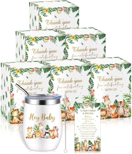 Hoolerry 6 Set Baby Shower Cups, 12oz Stainless Steel Tumbler, Wild Animals by Hoolerry